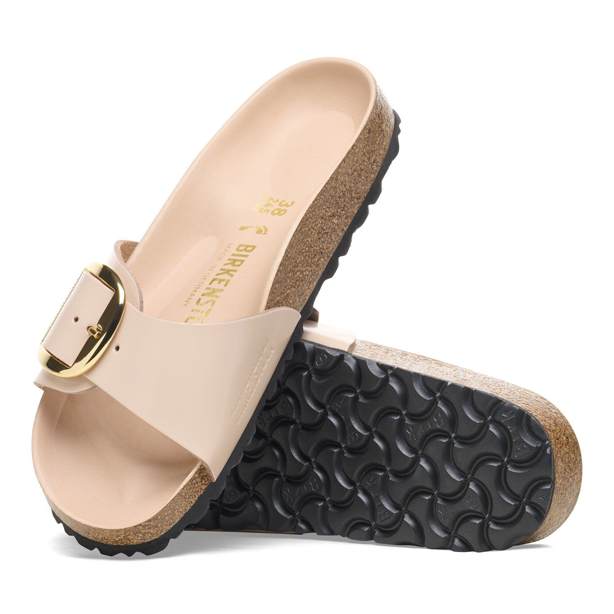 Madrid Big Buckle Natural Leather Patent