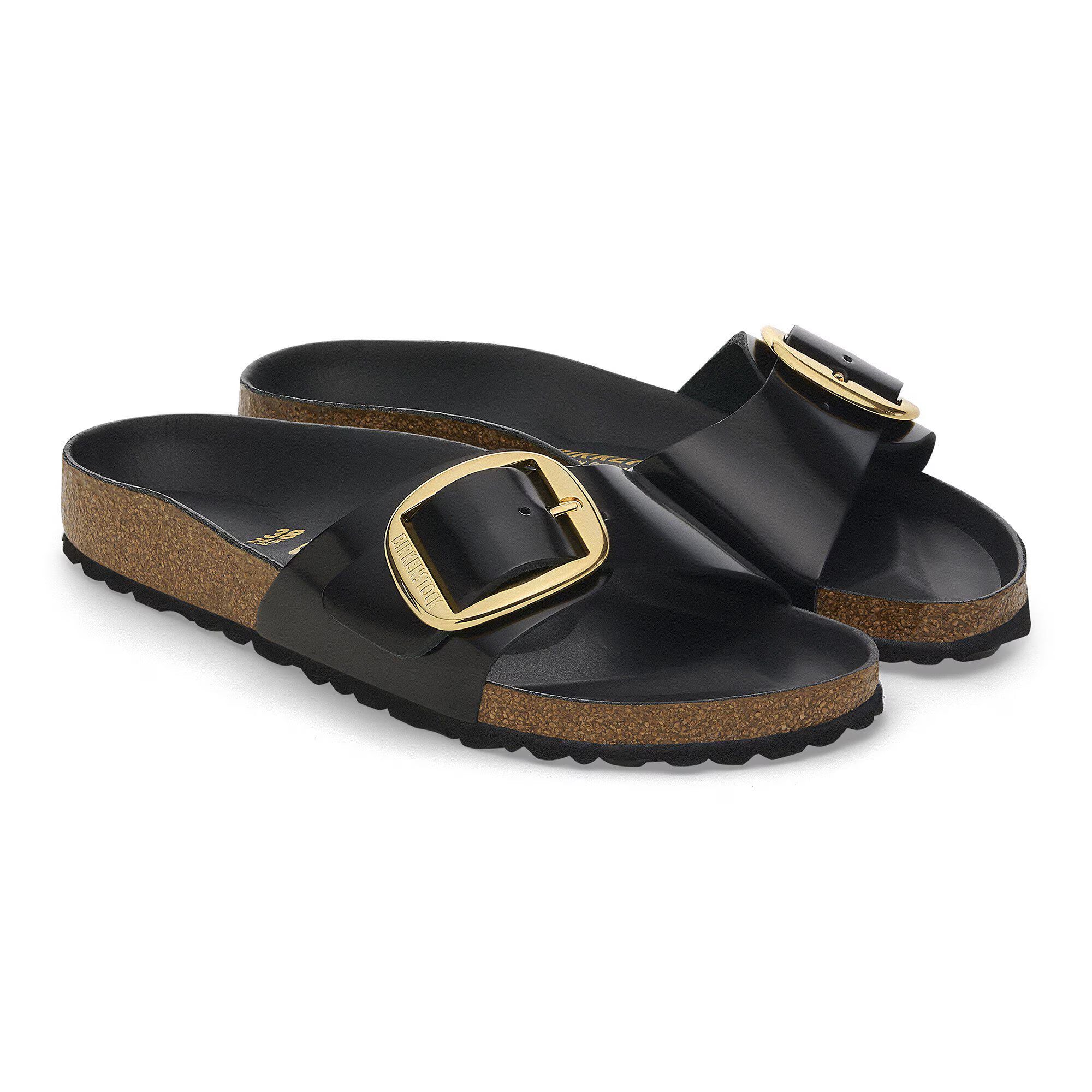 Madrid Big Buckle Natural Leather Patent
